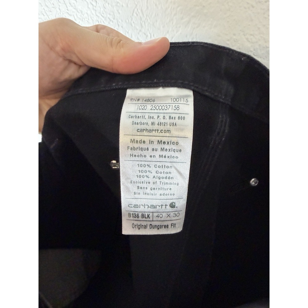 Carhartt Double Knee Carpenter Pants B136 BLK Size 40x30 Original Fit - Picture 8 of 8